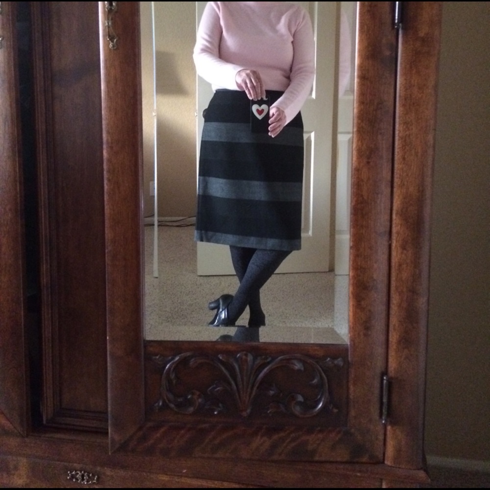 Gray and black striped skirt